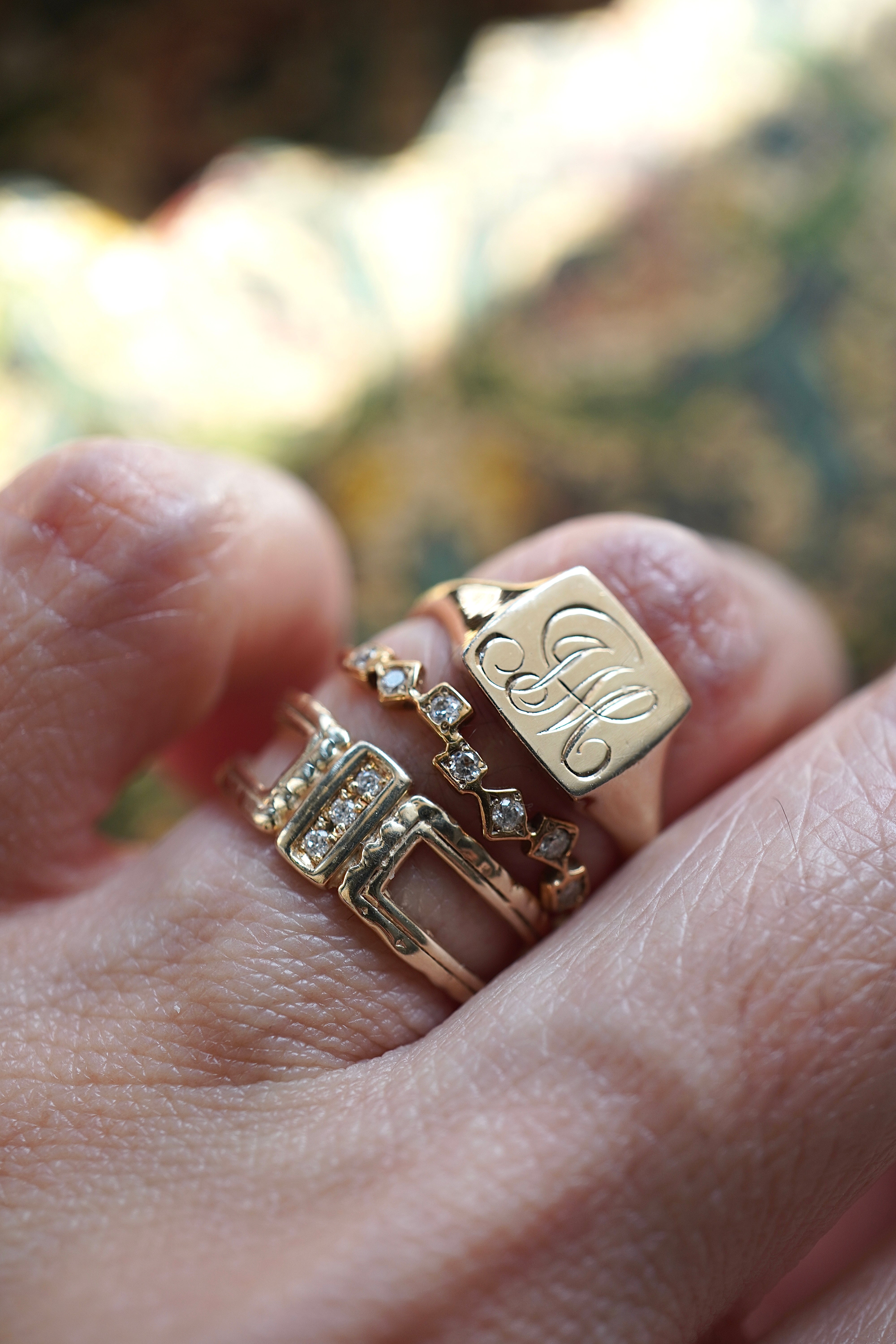 K18】Small Square Signet Ring – K1820 ATELIER