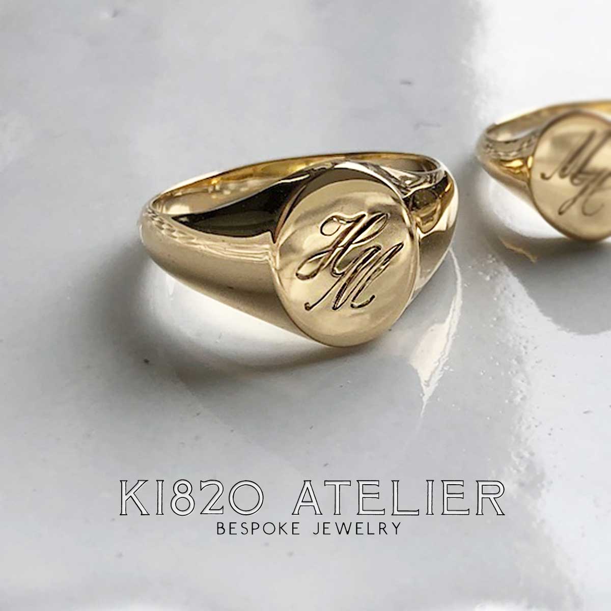 【K10】Middle Oval Signet Ring